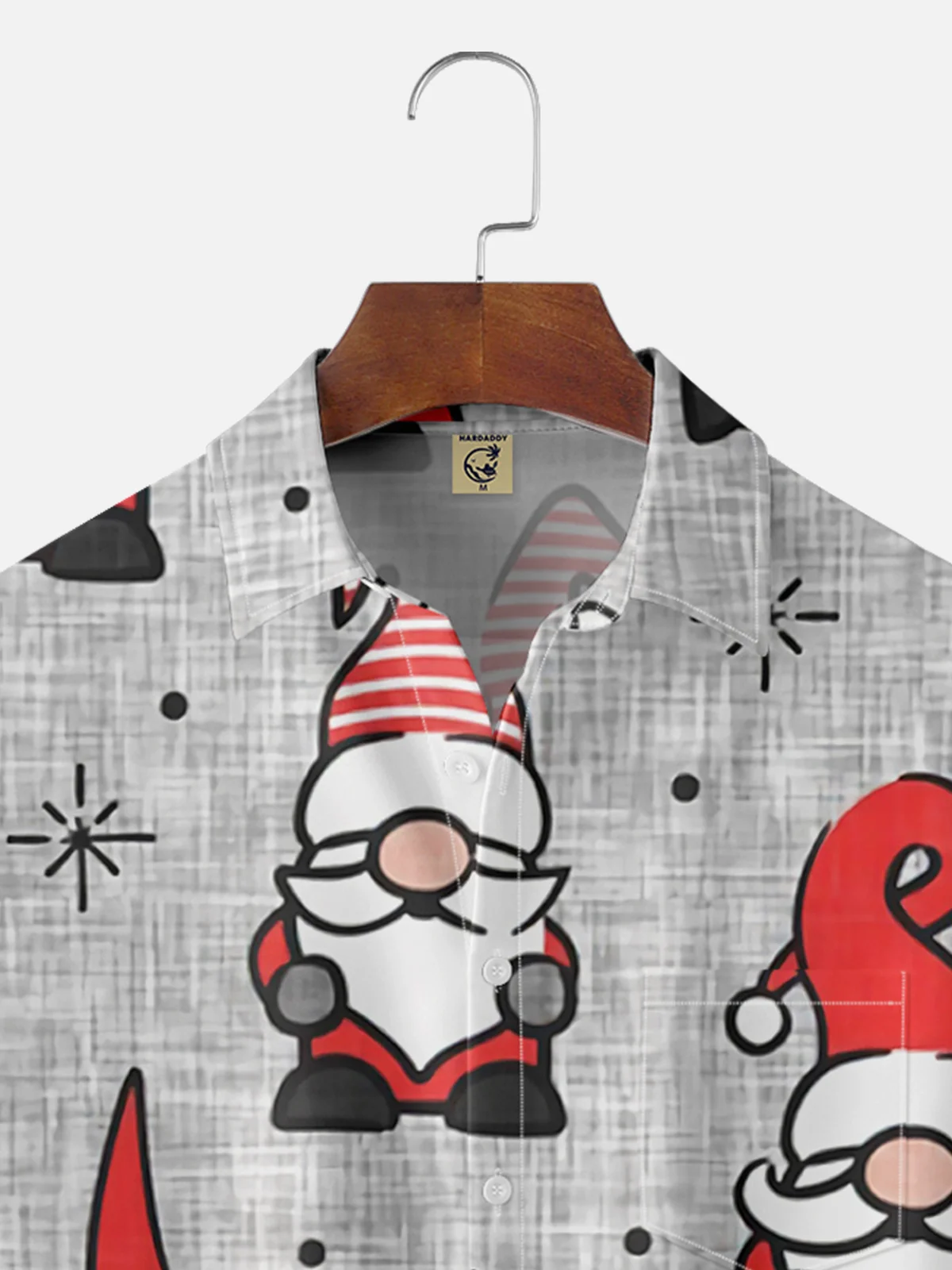 Hardaddy Men's Christmas Santa Print Casual Breathable Short Sleeve Shirt