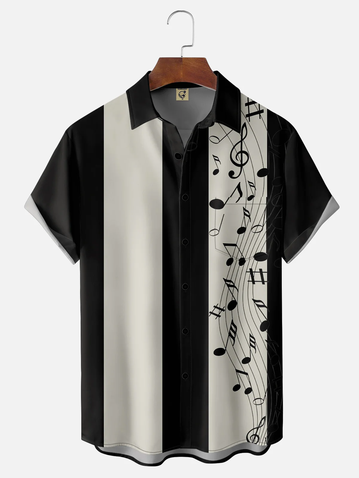 Hardaddy Mens Retro Music Note Print Up To 4XLT Jazz Style Shirt