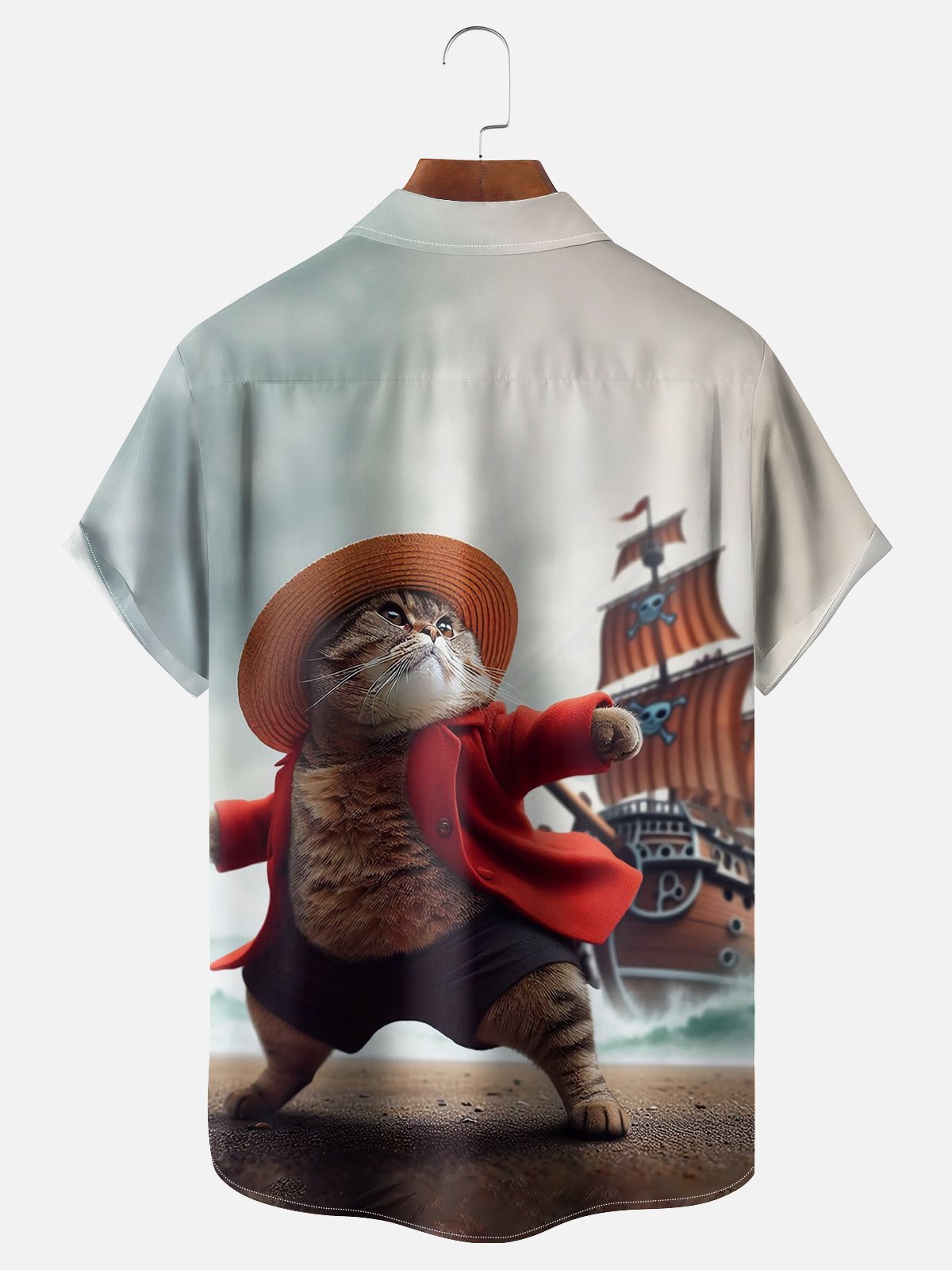 Moisture-wicking Pirate Cat Hawaiian Shirt