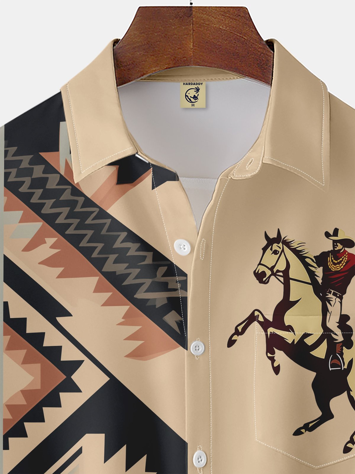 Men's Kentucky Derby Attire Moisture-wicking Western Cowboy Ethnic Chest Pocket Bowling Shirt