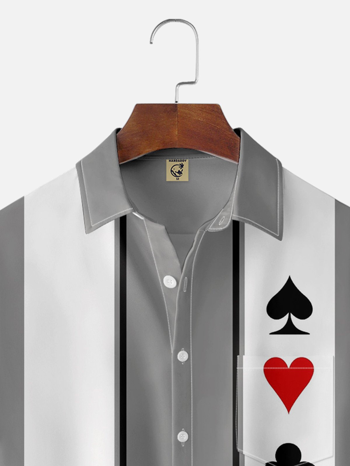 Hardaddy Poker Symbols Chest Pocket Short Sleeve Bowling Shirts