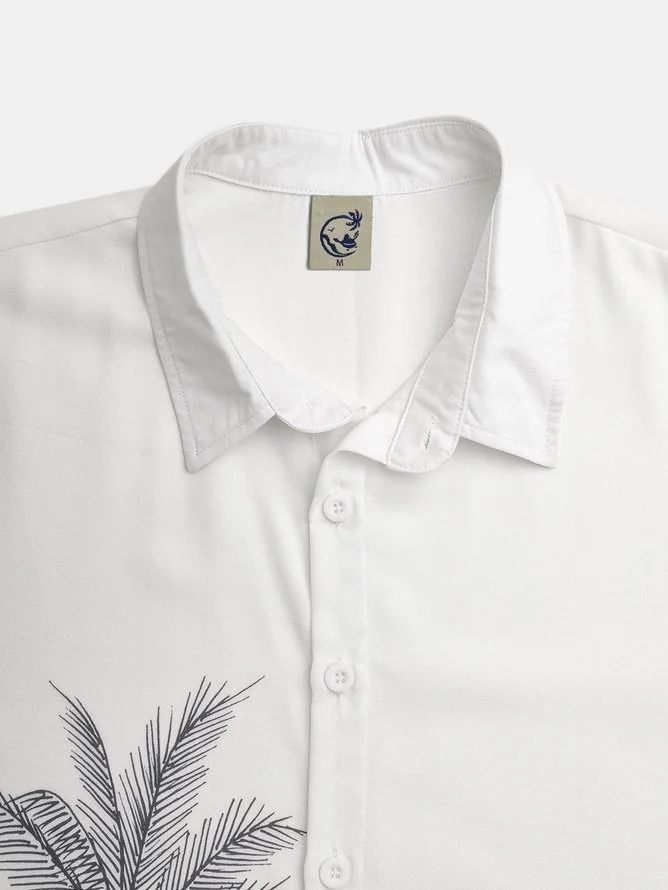 Tall Size Moisture-wicking Coconut Tree Short Sleeve Resort Shirt