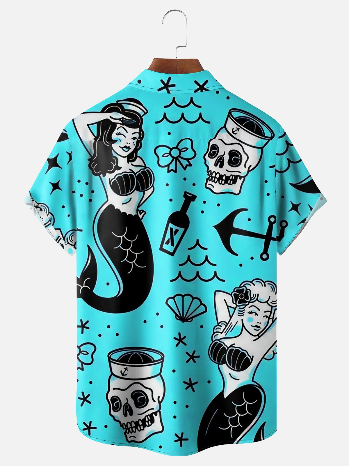 Hardaddy Mermaid Chest Pocket Short Sleeve Hawaiian Shirt