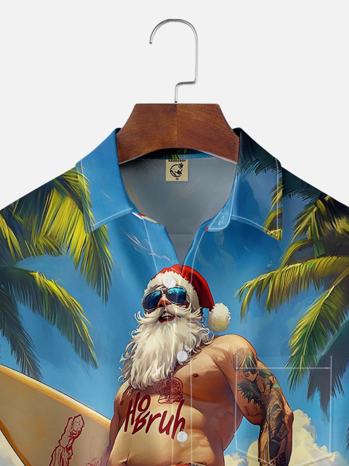 Moisture Wicking Christmas Santa Surf Hawaiian Shirt