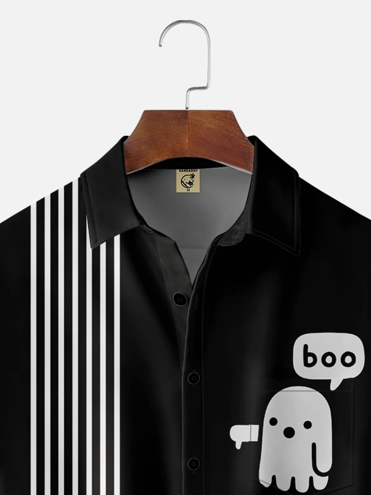 Moisture-wicking Halloween Ghost Boo Chest Pocket Bowling Shirt