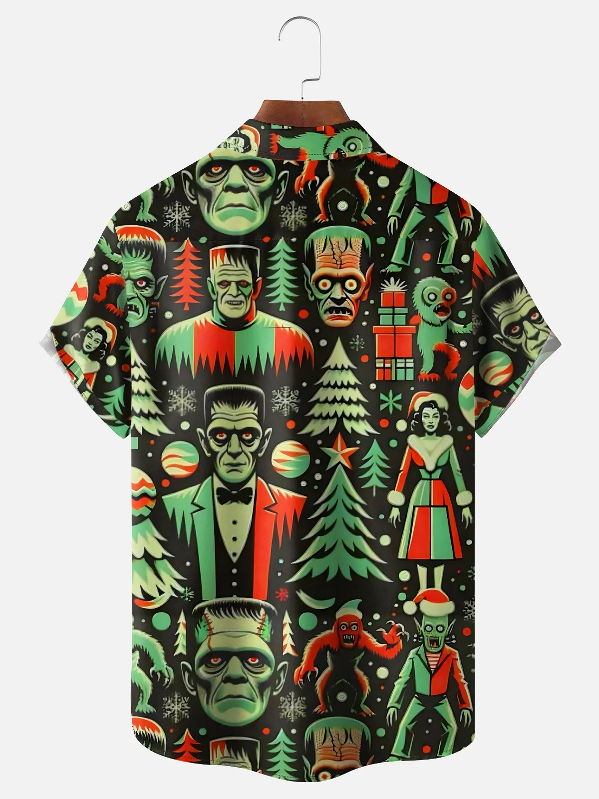 Moisture Wicking Halloween Ghost Chest Pocket Hawaiian Shirt