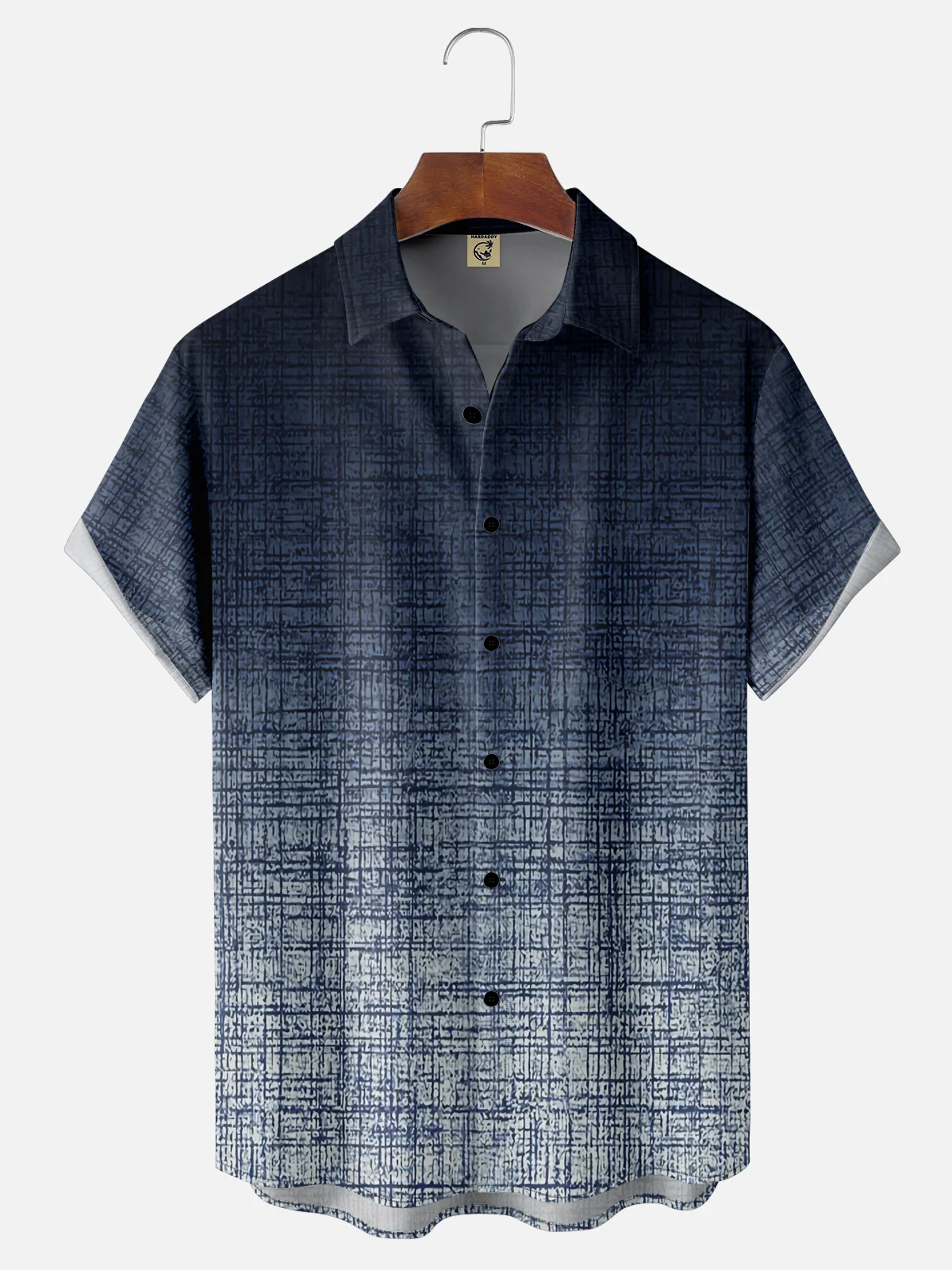 Hardaddy Gradient Texture Chest Pocket Short Sleeve Casual Shirt