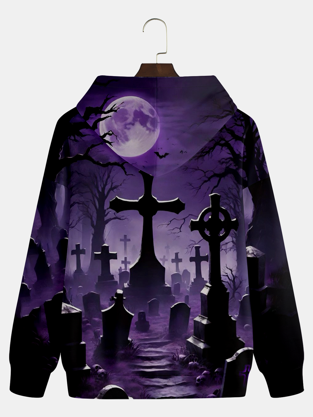 Halloween Purple Graveyard Painting Hoodie Sweatshirt