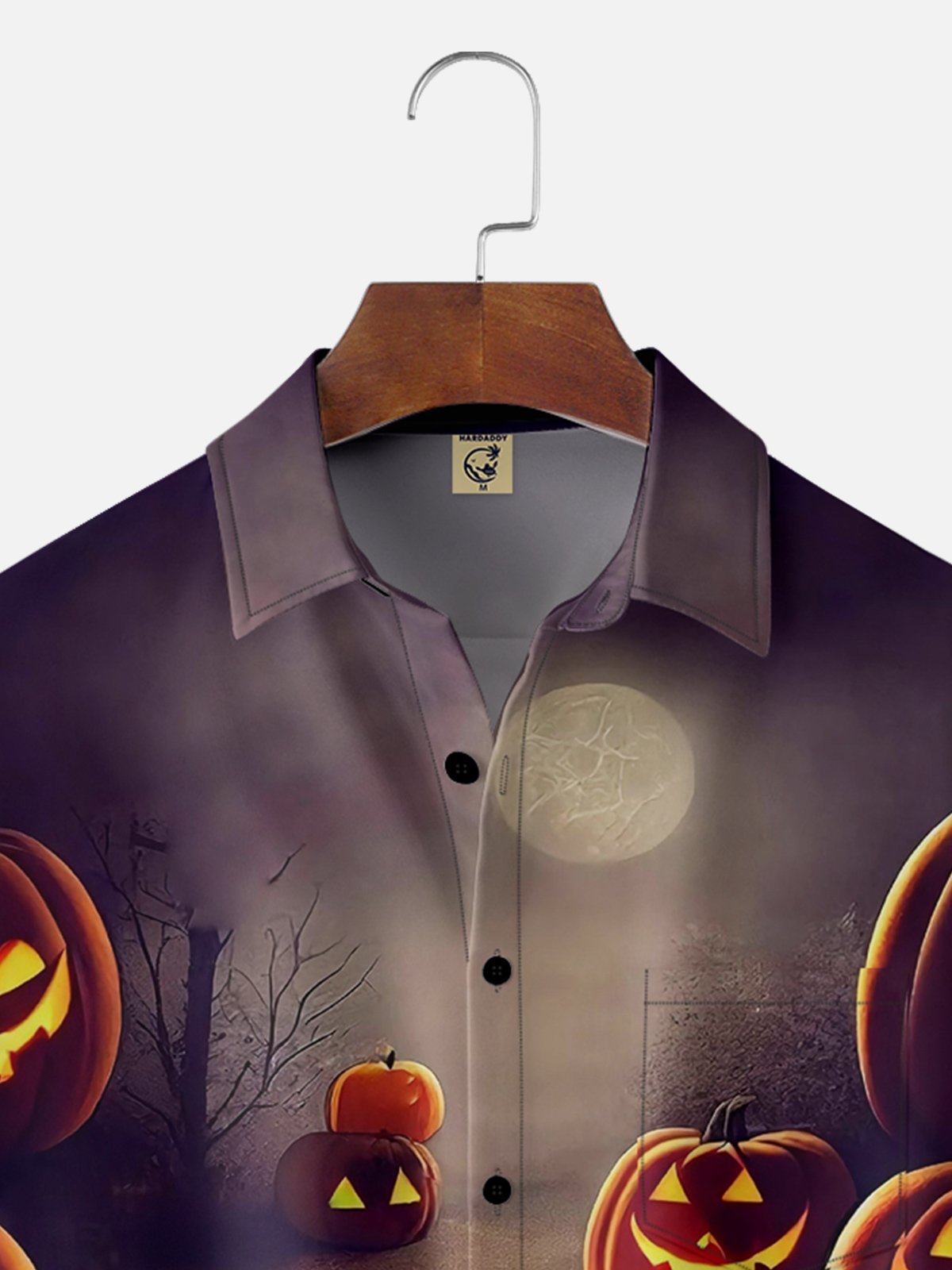 Moisture Wicking Halloween Pumpkin Chest Pocket Hawaiian Shirt