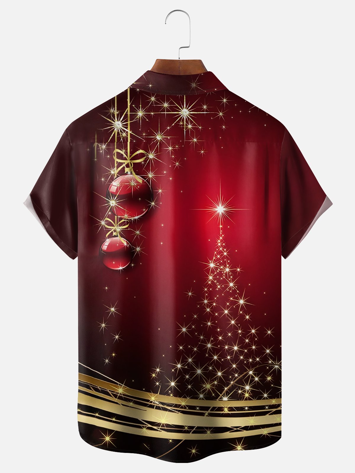 Moisture-wicking Christmas Art Christmas Tree Chest Pocket Hawaiian Shirt