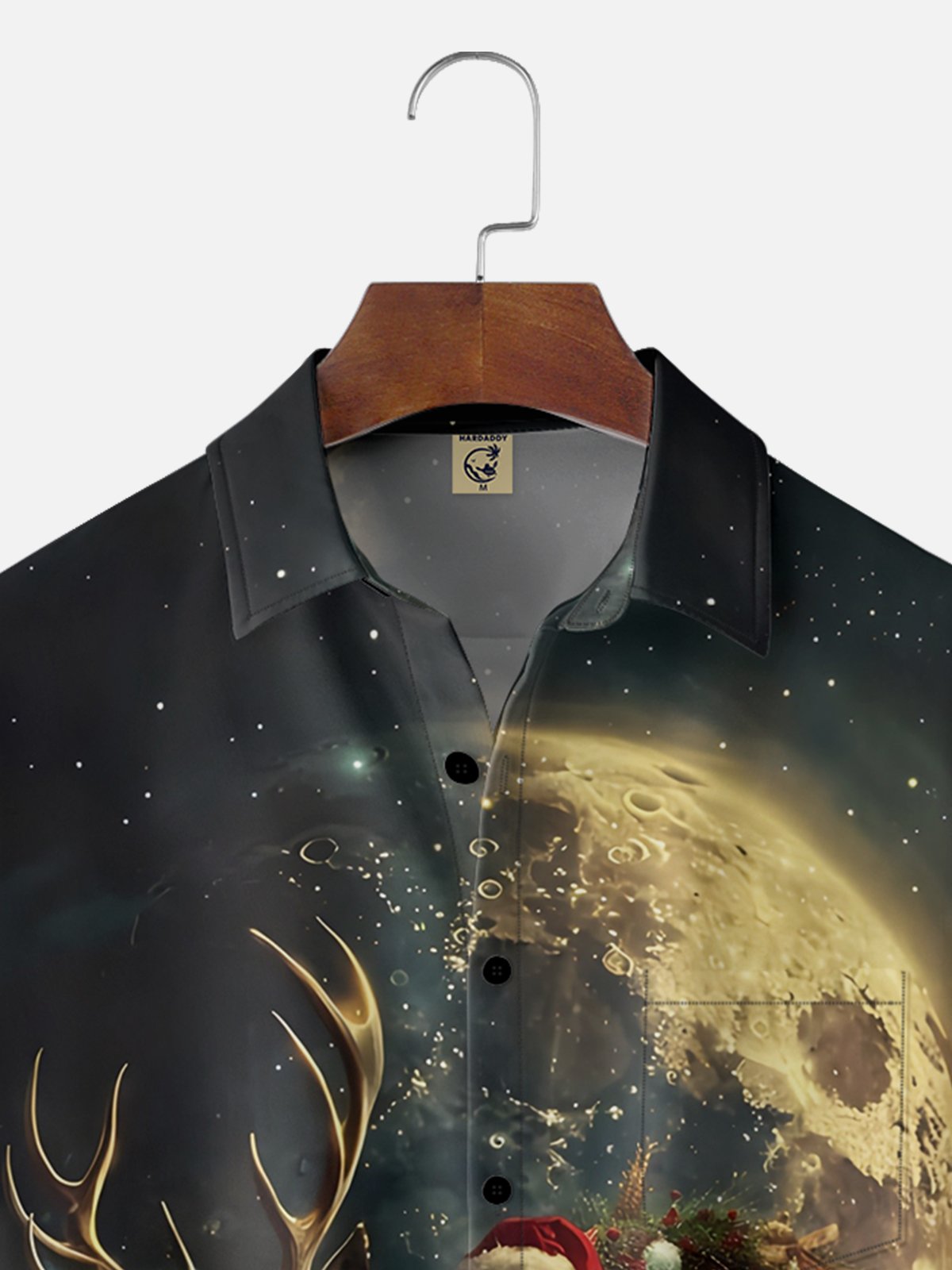 Moisture-wicking Christmas Santa Claus Christmas Elk Chest Pocket Casual Shirt