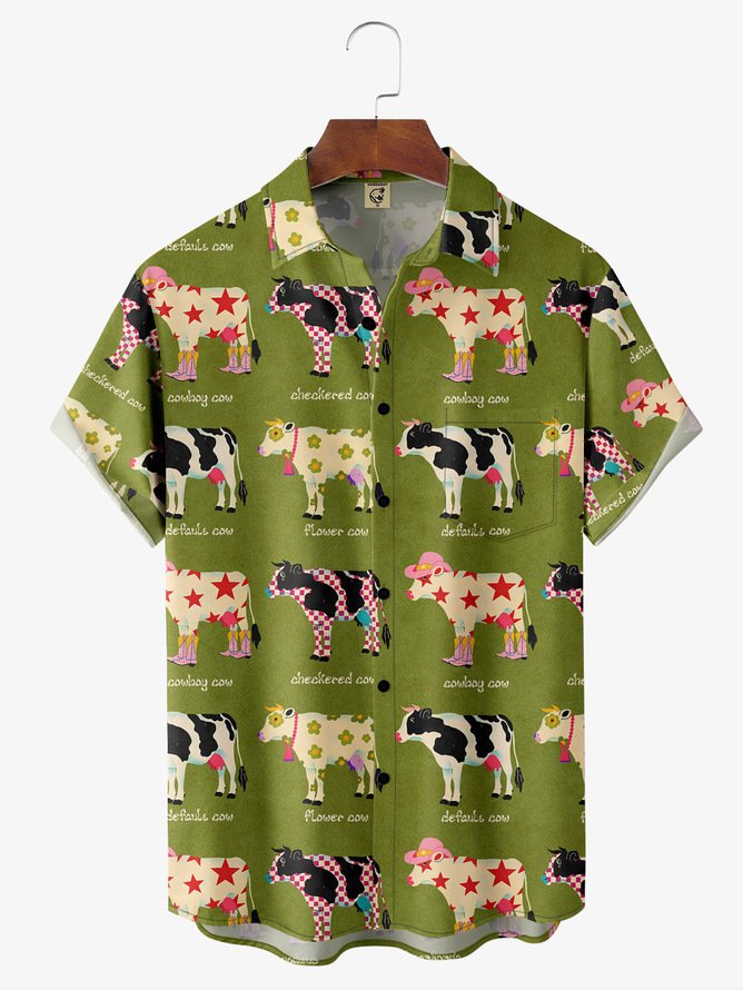 Tall Size Andreea Dumuta Artist Collaboration Illustration Moisture-wicking Chest Pocket Casual Shirt