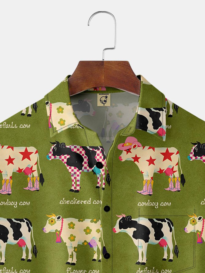 Tall Size Andreea Dumuta Artist Collaboration Illustration Moisture-wicking Chest Pocket Casual Shirt