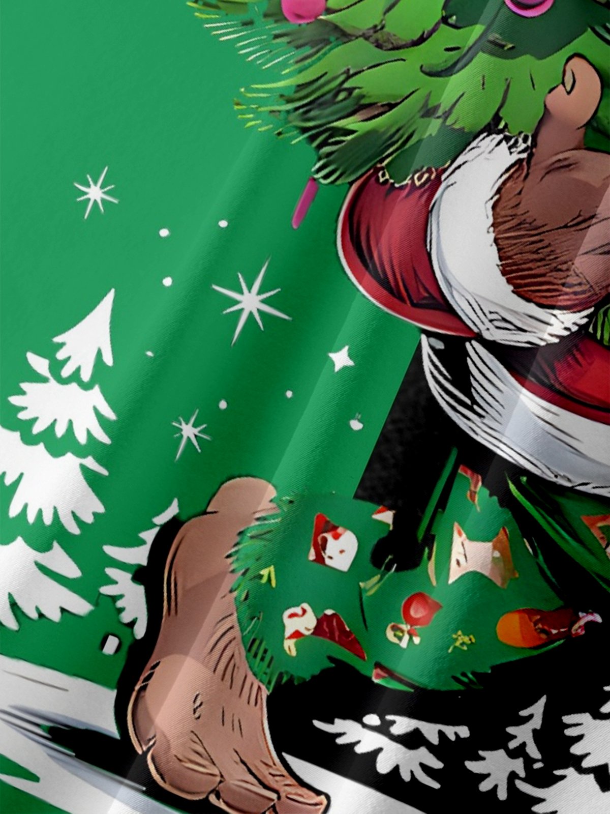 Moisture-wicking Christmas Bigfoot Christmas Tree Chest Pocket Bowling Shirt