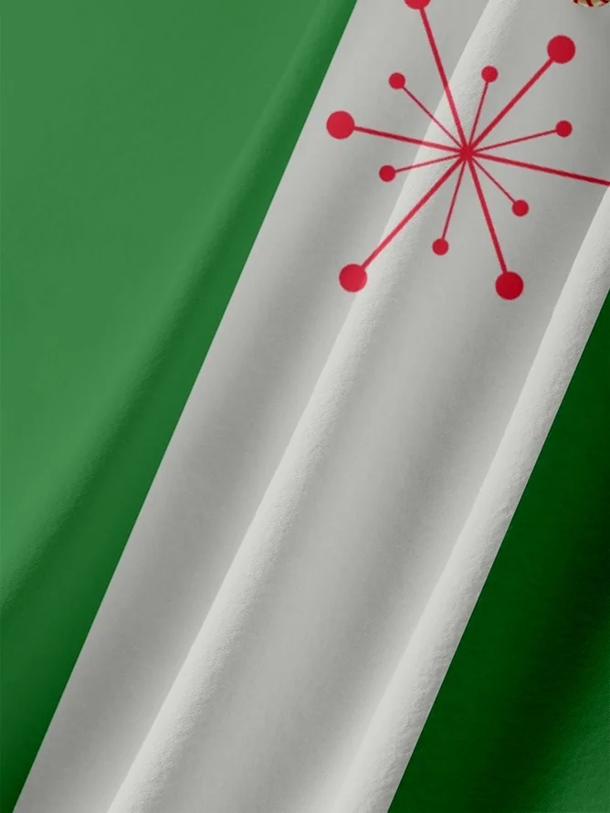 Tall Size Moisture-wicking Christmas Santa Claus Chest Pocket Bowling Shirt