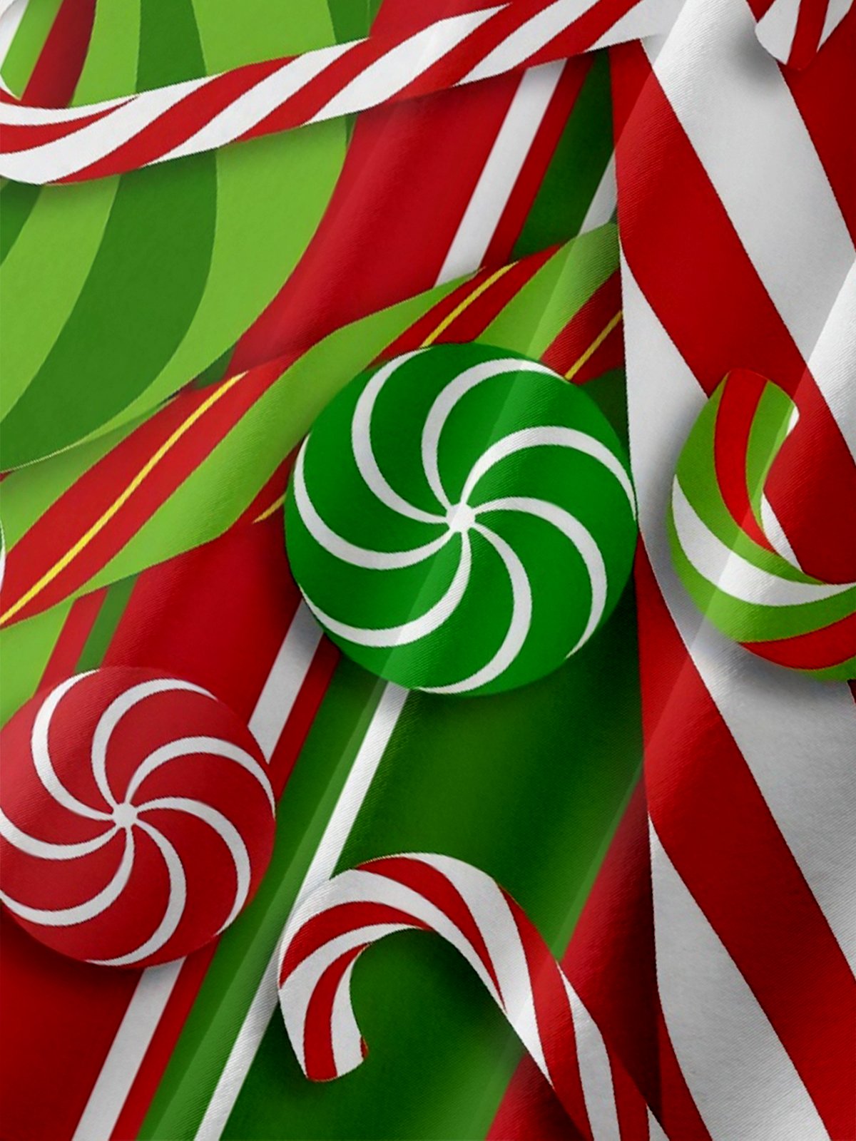 Tall Size Moisture-wicking Christmas Candy Canes Chest Pocket Casual Shirt