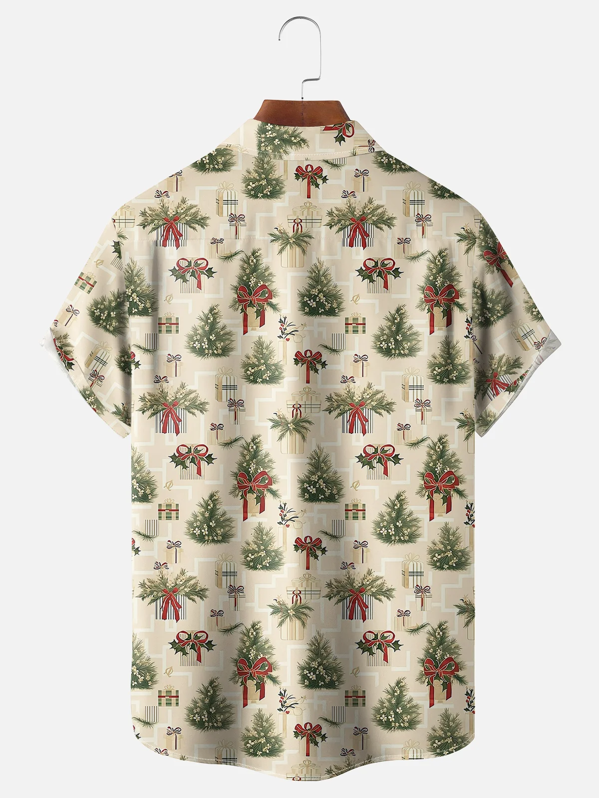 Moisture-wicking Christmas Santa Claus Classic Painting Chest Pocket Bowling Shirt