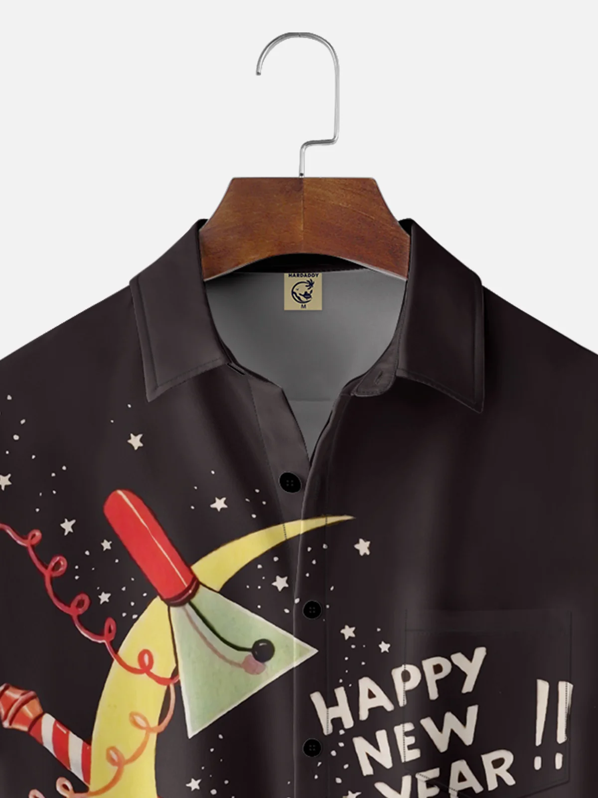 Moisture-wicking Christmas New Year Chest Pocket Casual Shirt