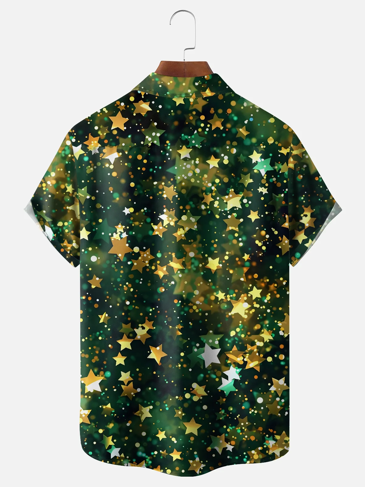 Moisture Wicking Christmas Star Decoration Chest Pocket Casual Shirt