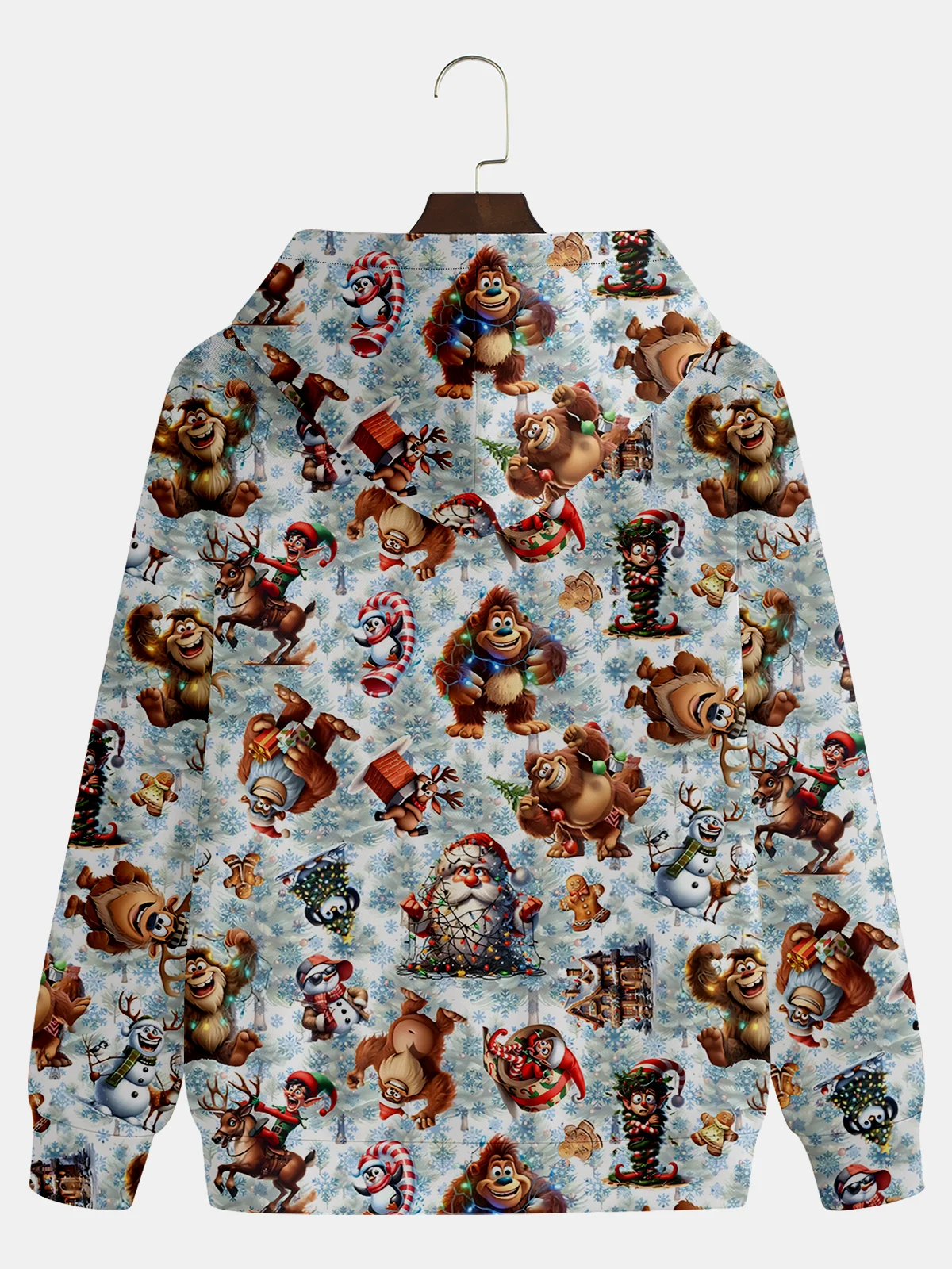 Christmas Art Bigfoot and Gnome Hoodie Sweatshirt