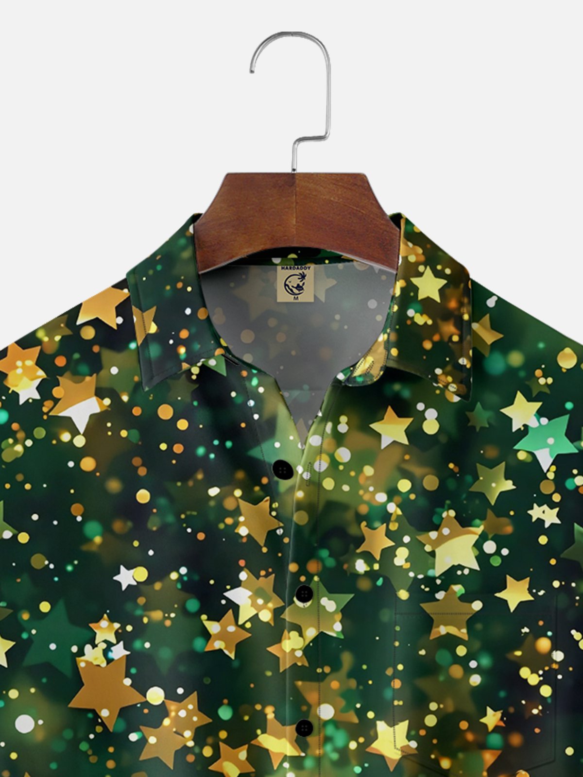 Moisture Wicking Christmas Star Decoration Chest Pocket Casual Shirt