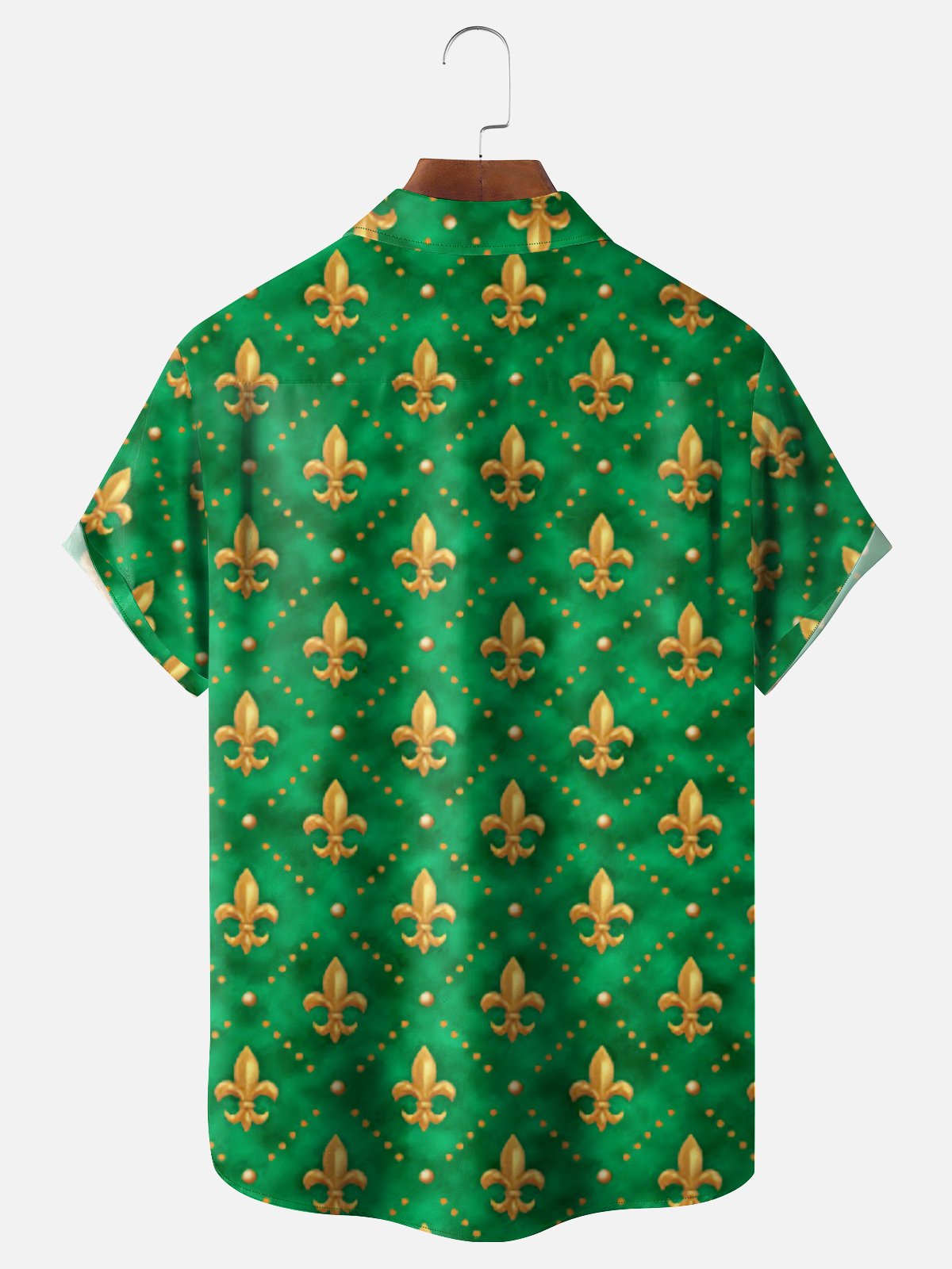 Mens Fleur de lis Print Casual Breathable Short Sleeve Hawaiian Shirts