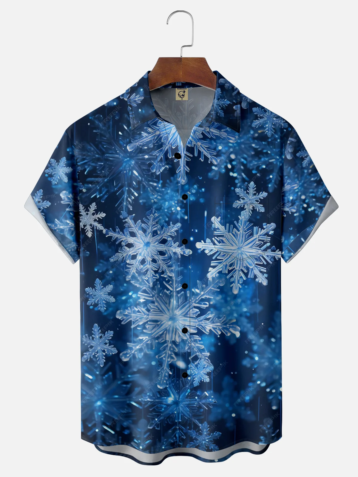 Moisture-wicking Christmas New Year Snowflake Chest Pocket Casual Shirt