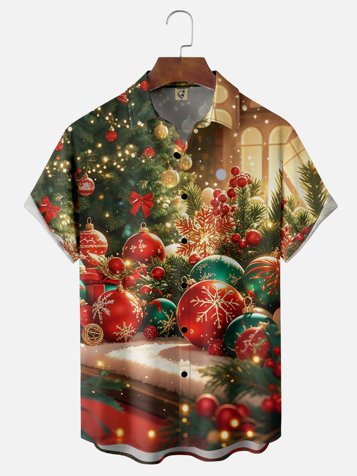 Moisture-wicking Christmas Decorations Chest Pocket Casual Shirt