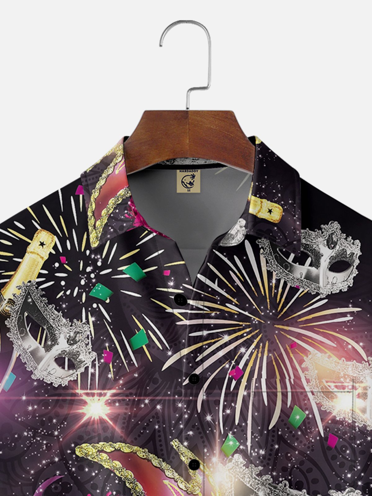 Mens Mardi Gras Carnival Masks Print Casual Breathable Short Sleeve Hawaiian Shirts