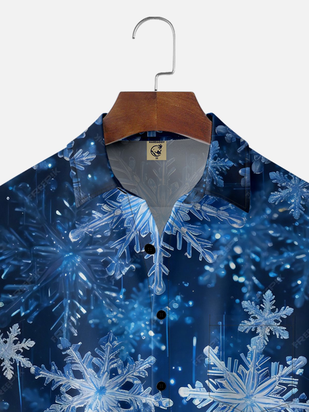 Moisture-wicking Christmas New Year Snowflake Chest Pocket Casual Shirt