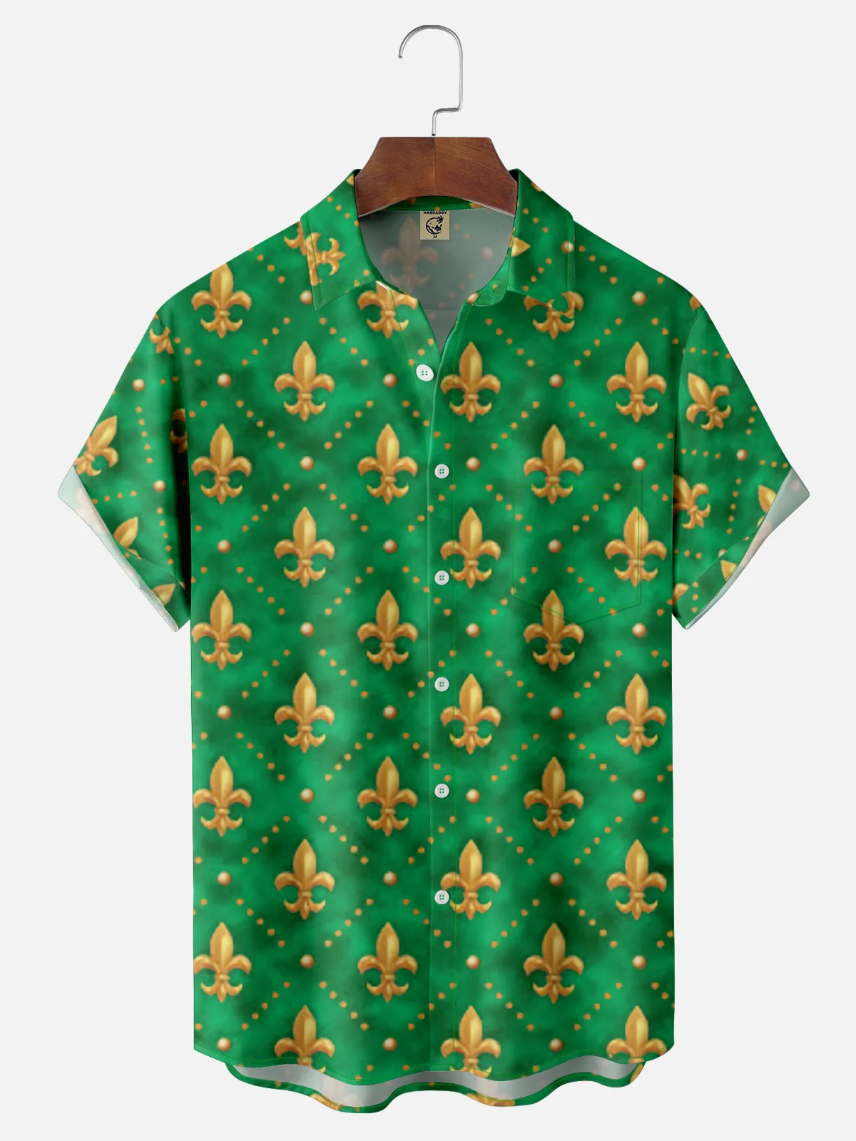 Mens Fleur de lis Print Casual Breathable Short Sleeve Hawaiian Shirts
