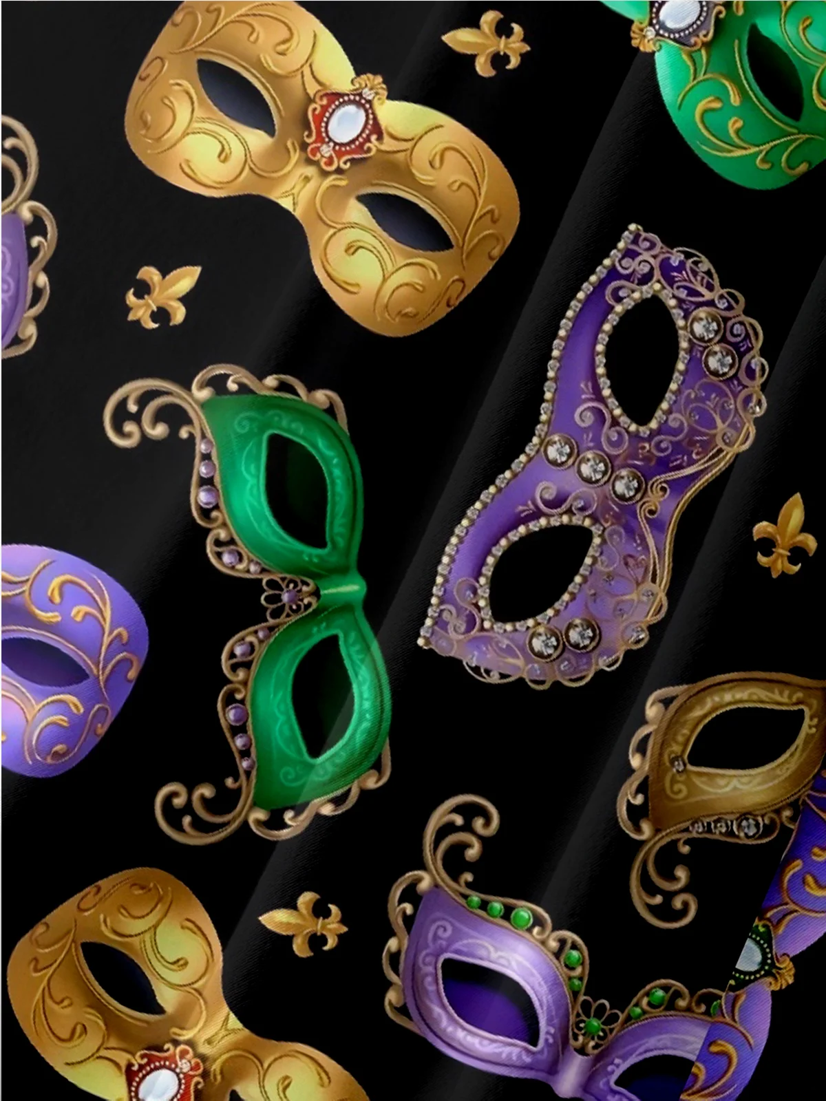 Mens Mardi Gras Carnival Masks Print Casual Breathable Short Sleeve Hawaiian Shirts