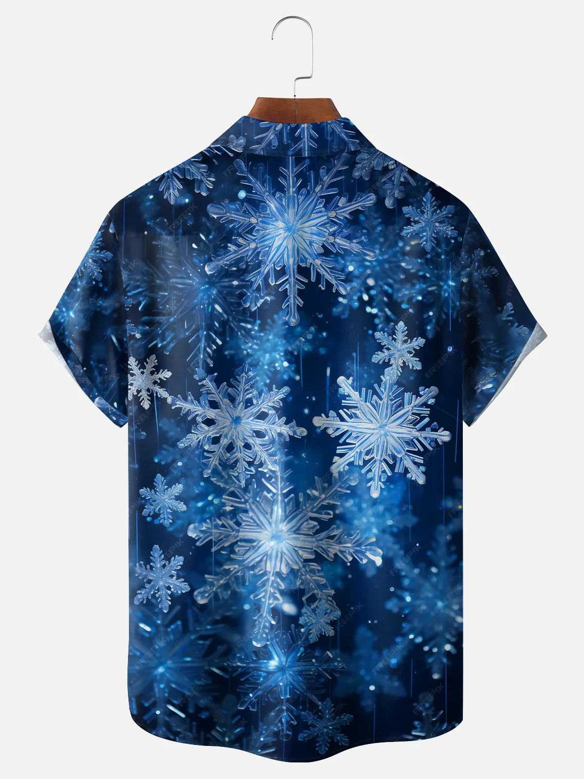 Moisture-wicking Christmas New Year Snowflake Chest Pocket Casual Shirt