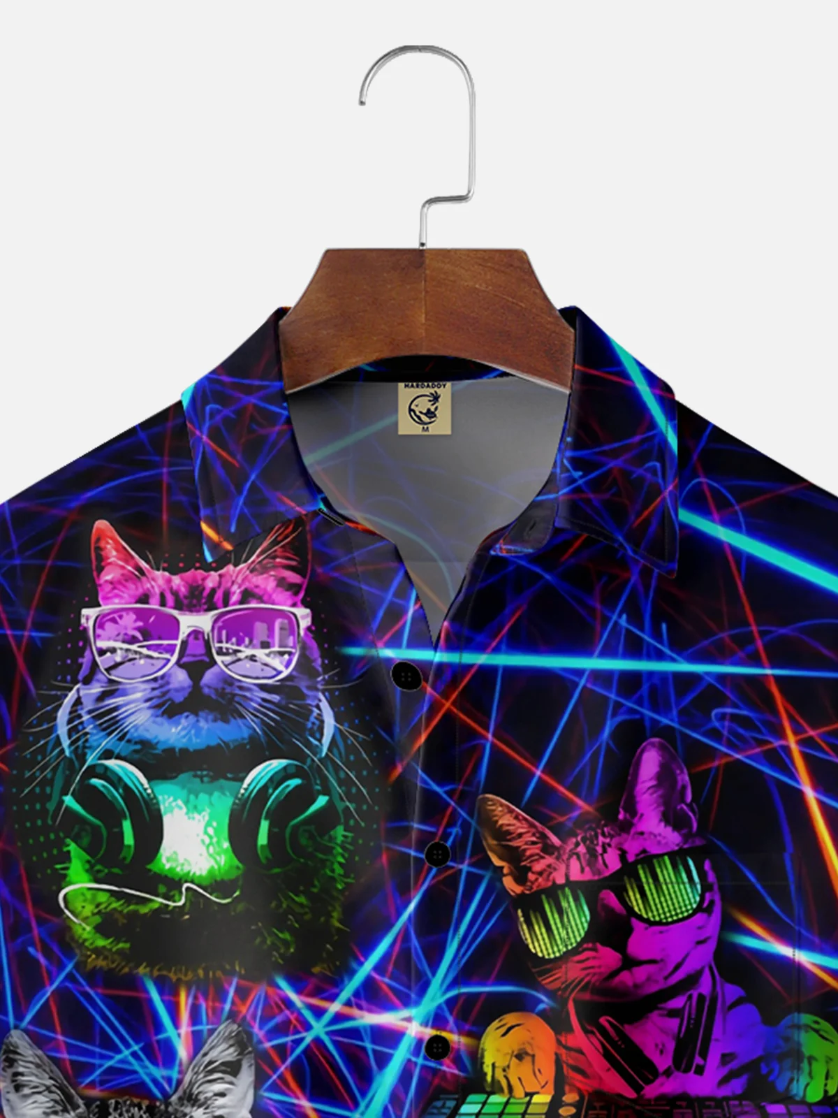 Hardaddy Music Cat Chest Pocket Short Sleeve Shirt