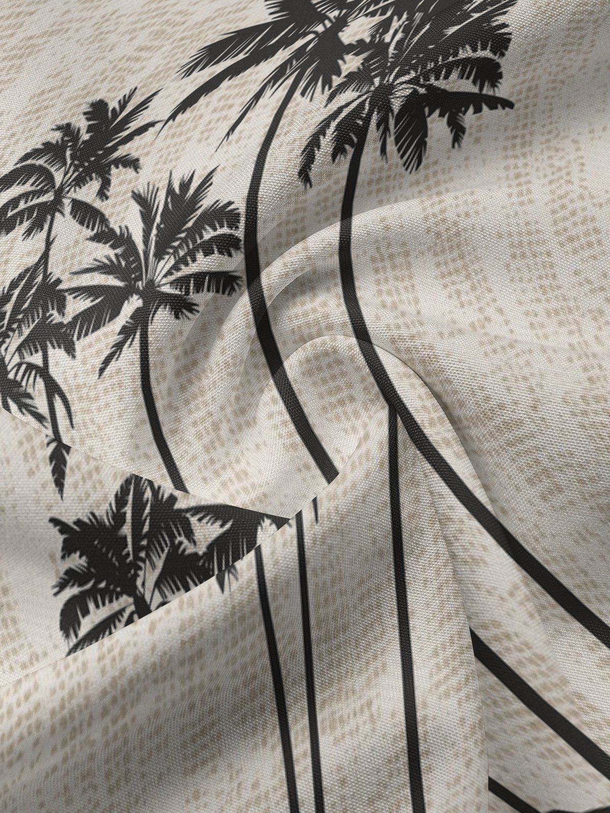 Moisture-wicking Island Coconut Tree Art Chest Pocket Bowling Shirt