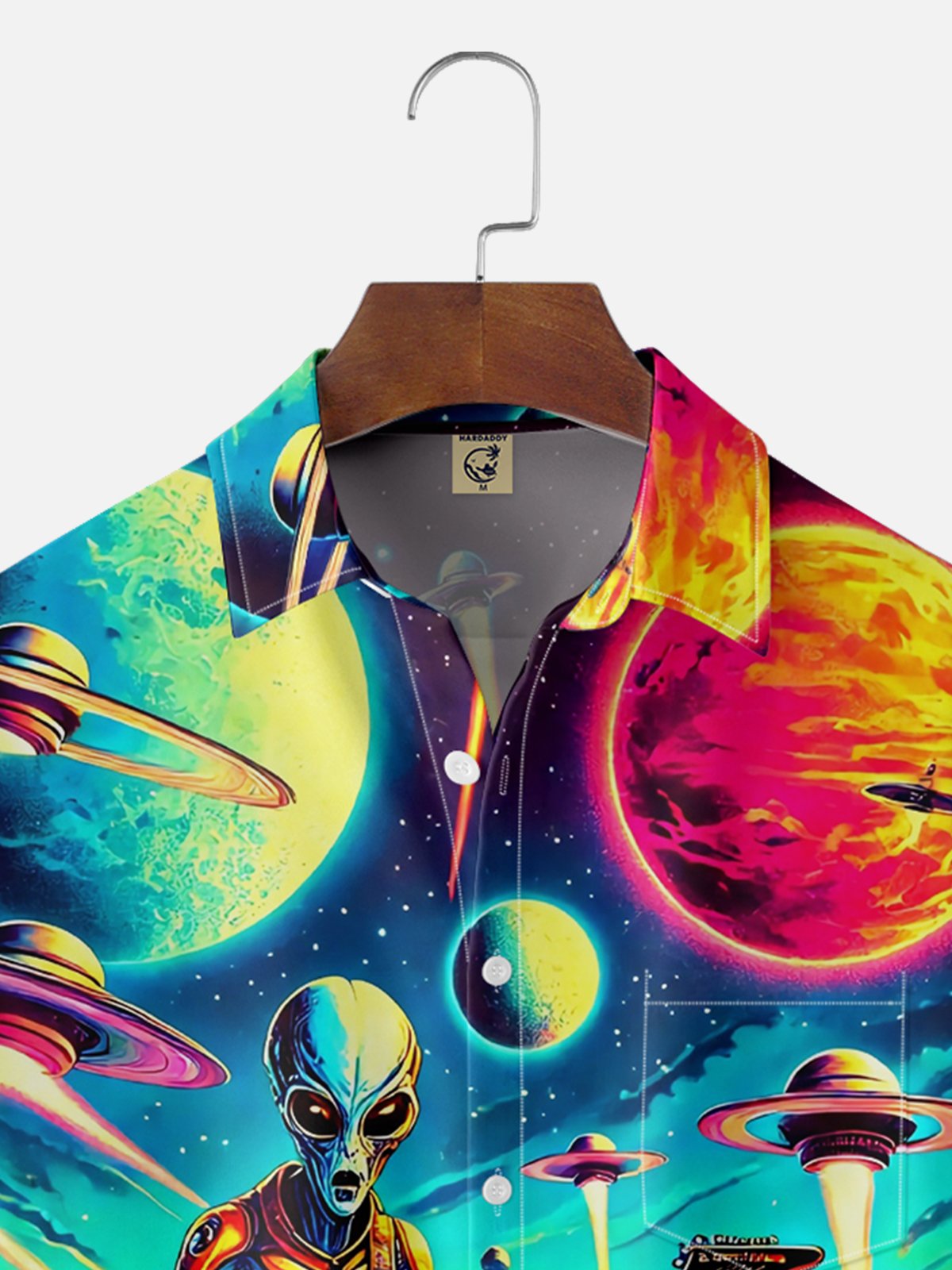 Moisture-wicking UFO Rock Guitar Chest Pocket Casual Shirt