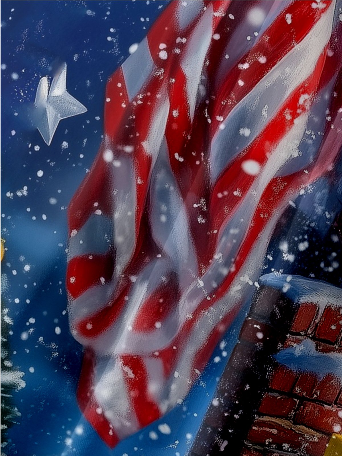Moisture-wicking American Flag Christmas Santa Chest Pocket Patriotic Shirt