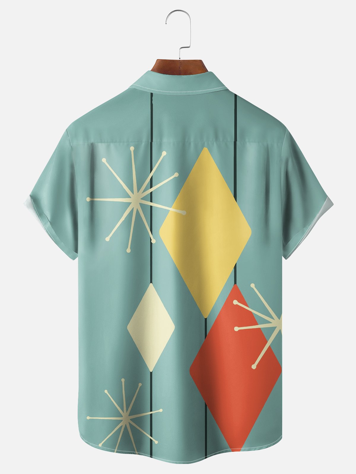 Tall Size Moisture-wicking Geomatric Chest Pocket Casual Shirt