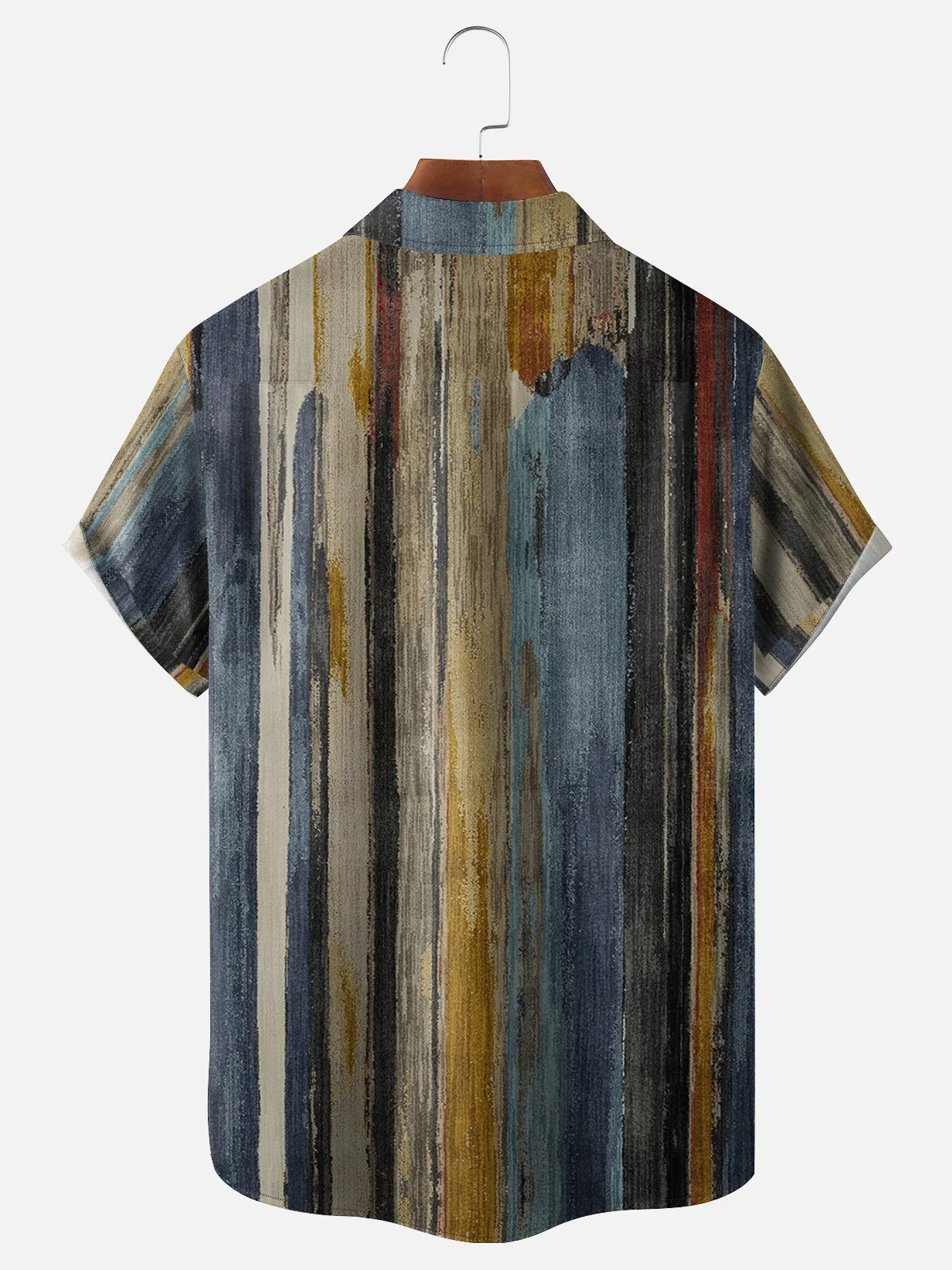 Tall Size Moisture Wicking Abstract Gradient Geometric Chest Pocket Hawaiian Shirt