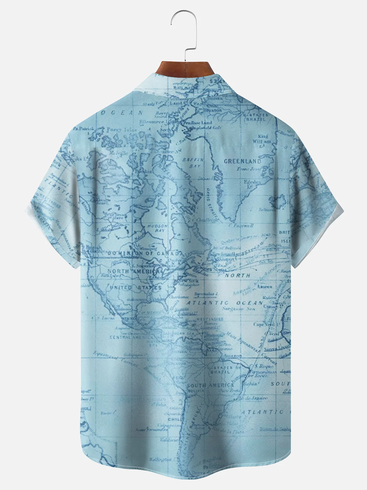 Hardaddy Mens Navigation Map Printed Casual Breathable Short Sleeve Shirt