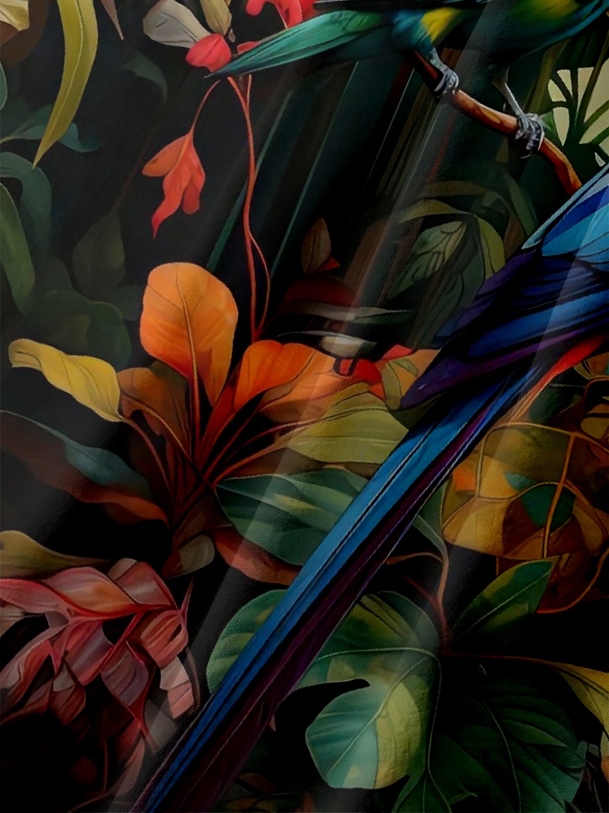 Moisture-wicking Tropical Parrots Chest Pocket Hawaiian Shirt
