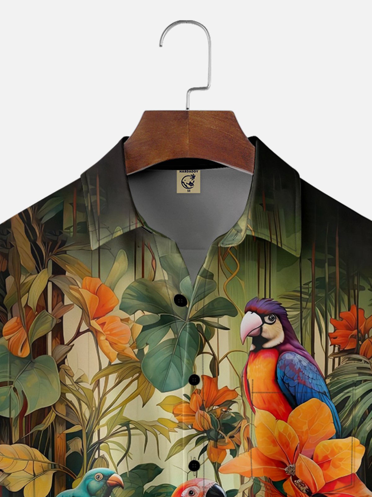 Moisture-wicking Tropical Parrots Chest Pocket Hawaiian Shirt