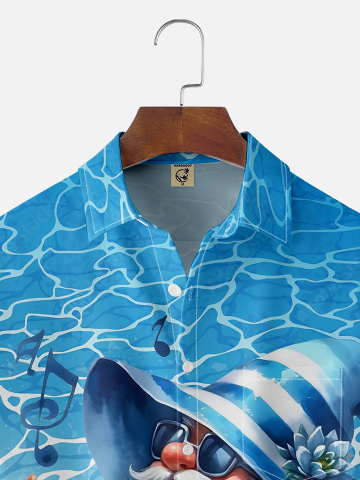 Moisture Wicking Tropical Seascape Music Midget Chest Pocket Hawaiian Shirt