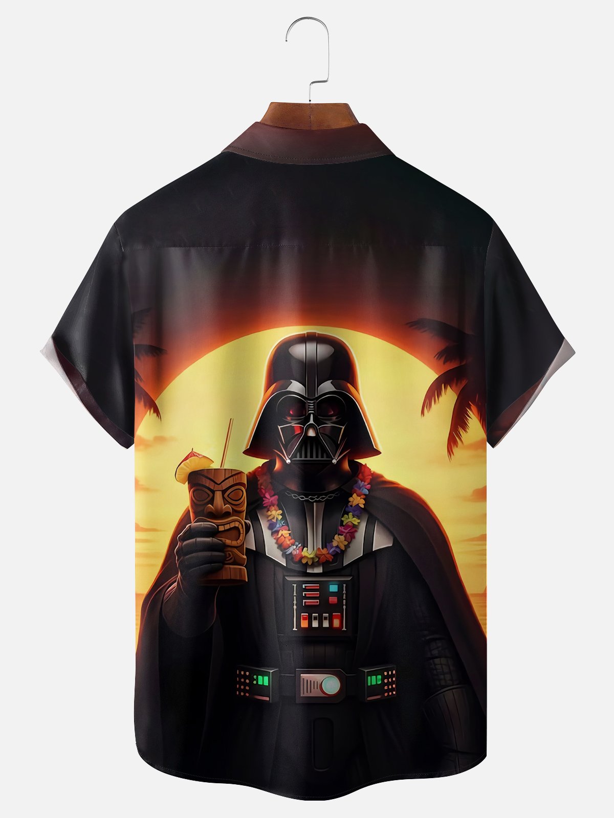 Moisture Wicking Star Wars Fighter Hawaiian Cocktail Chest Pocket Hawaiian Shirt