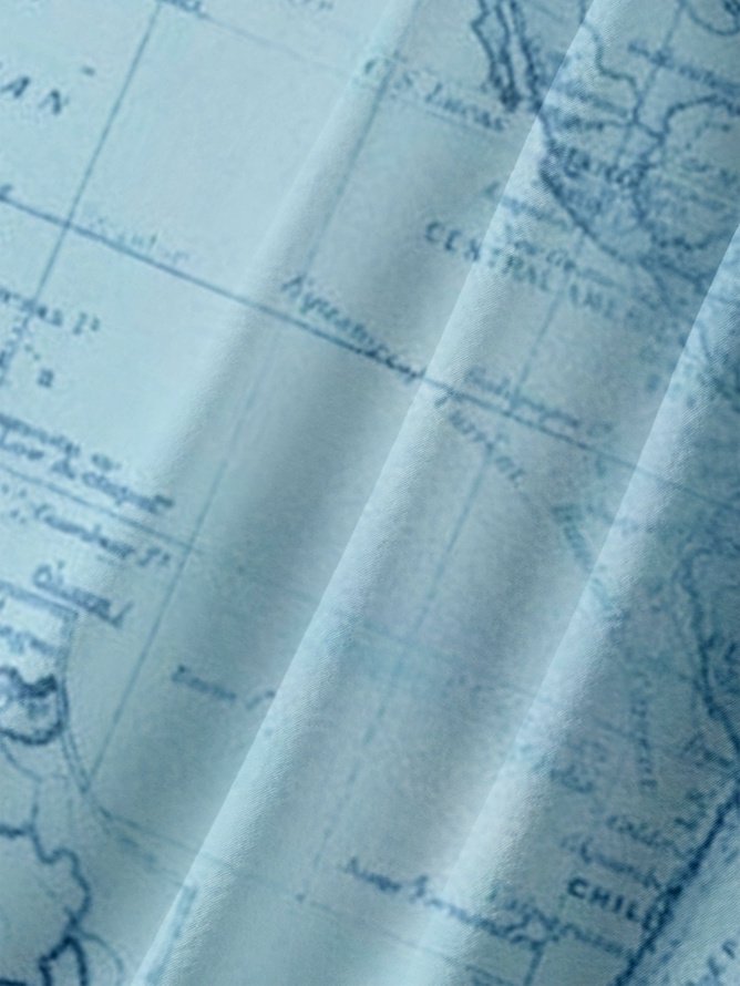 Tall Size Moisture-wicking Map Chest Pocket Casual Shirt