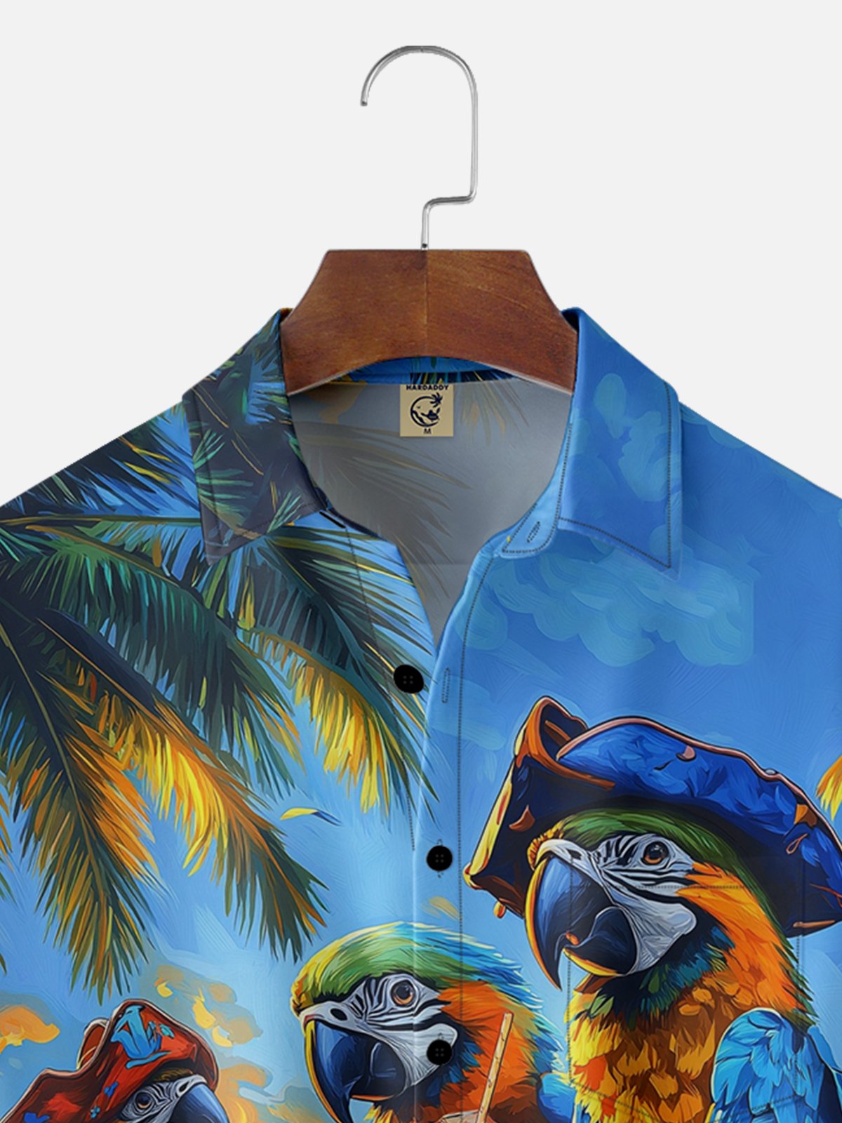 Moisture-wicking Pirate Captain Parrots Chest Pocket Hawaiian Shirt