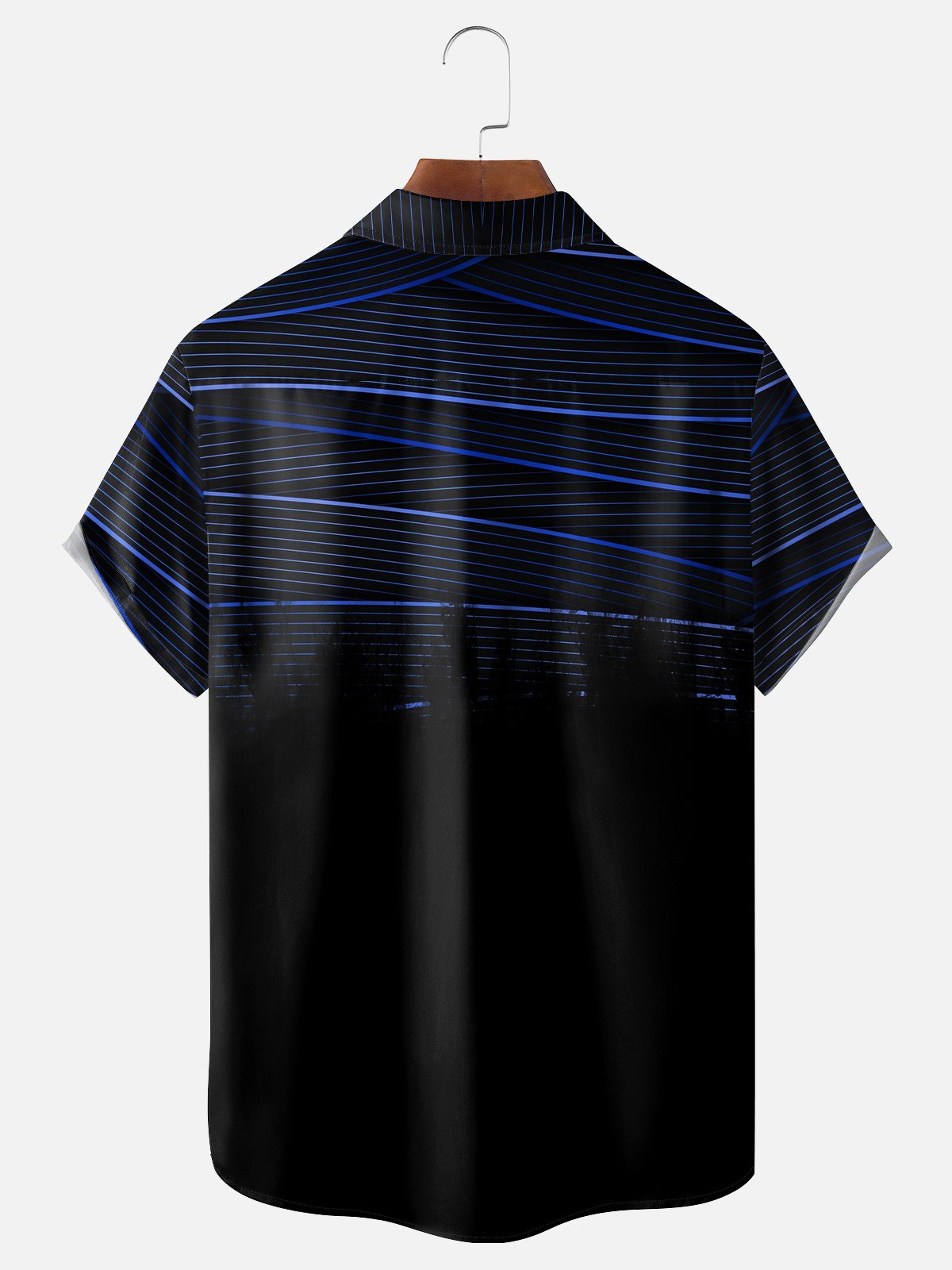 Moisture-wicking Geomatric Striped Chest Pocket Casual Shirt