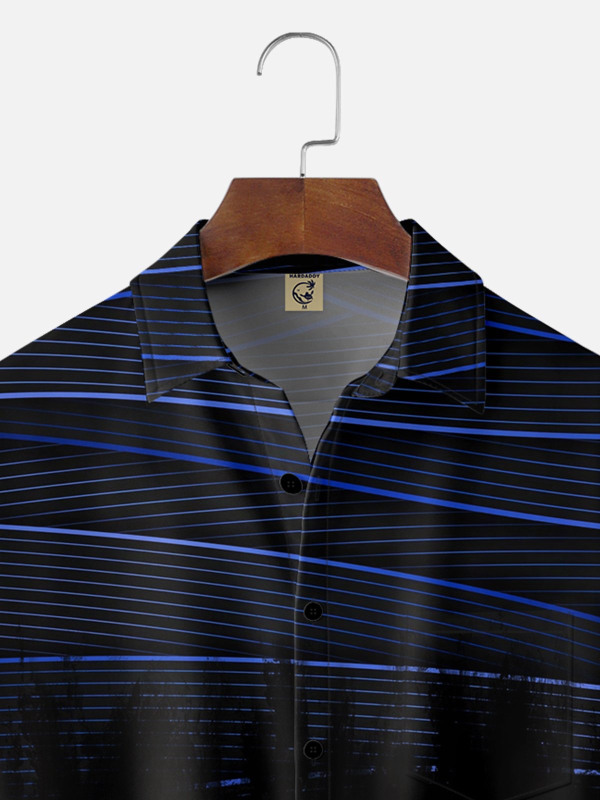 Moisture-wicking Geomatric Striped Chest Pocket Casual Shirt
