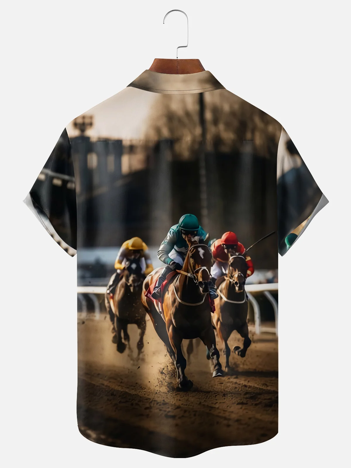 Moisture-wicking Kentucky Derby Horse Racing Chest Pocket Casual Shirt