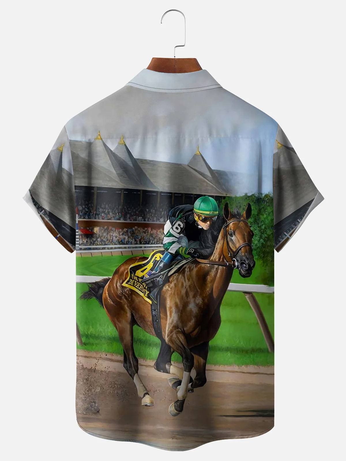 Moisture-wicking Kentucky Derby Horse Racing Chest Pocket Casual Shirt